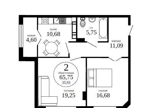Продажа 2-комнатной квартиры, Краснодар, улица Гаврилова,  88