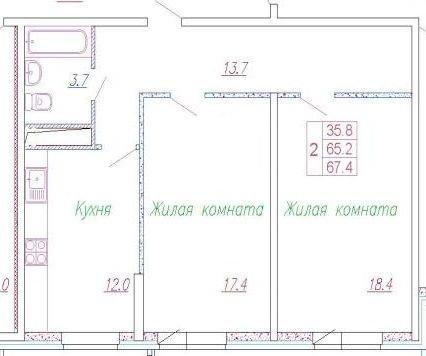 Продажа 2-комнатной новостройки, Краснодар, Гаражная улица,  87