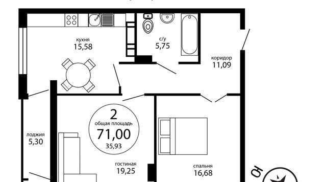Продажа 2-комнатной квартиры, Краснодар, улица Гаврилова,  88
