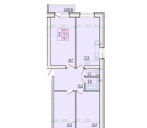 Продажа 3-комнатной квартиры, Краснодар, улица Генерала Петрова,  41/1