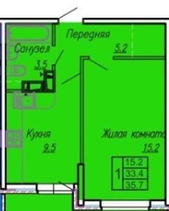Продажа 1-комнатной квартиры, Краснодар, Тепличная улица,  62/1к3