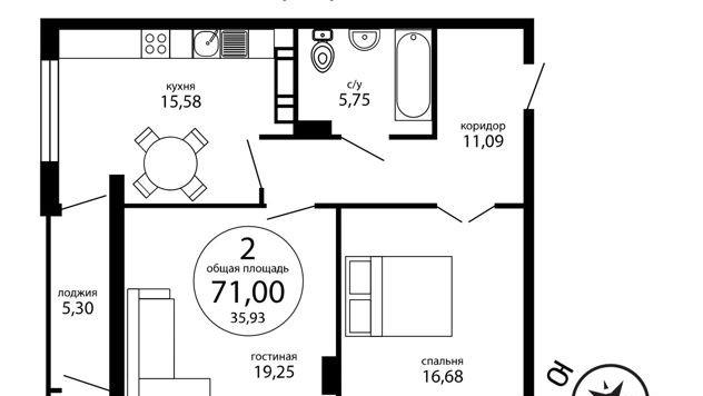 Продажа 2-комнатной квартиры, Краснодар, улица Гаврилова,  88