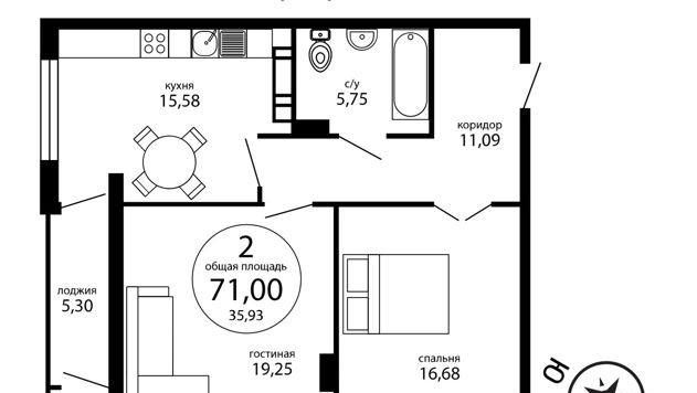 Продажа 2-комнатной квартиры, Краснодар, улица Гаврилова,  88