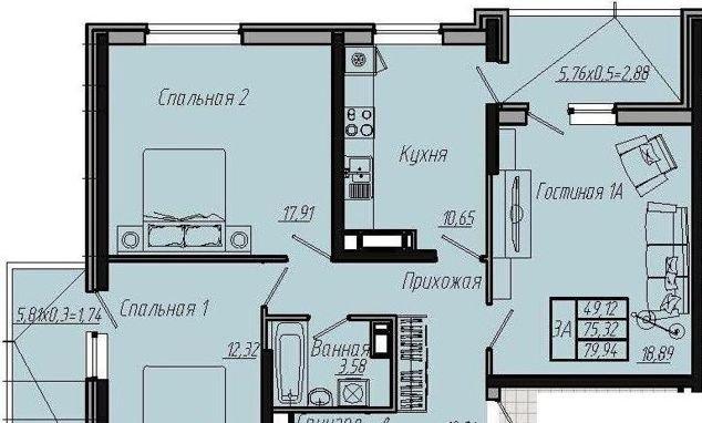 Продажа 3-комнатной квартиры, Краснодар, проспект Константина Образцова,  6/1