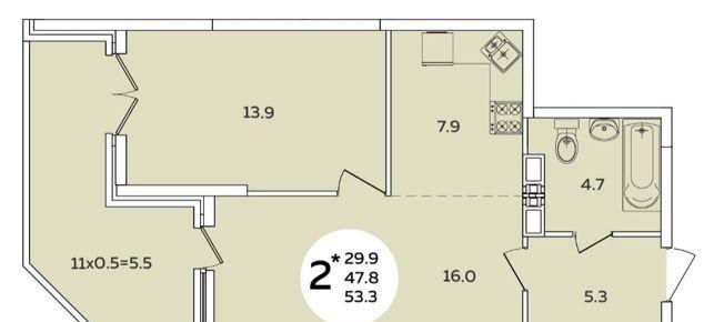 Продажа 2-комнатной квартиры, Краснодар, бульвар Адмирала Пустошкина,  11