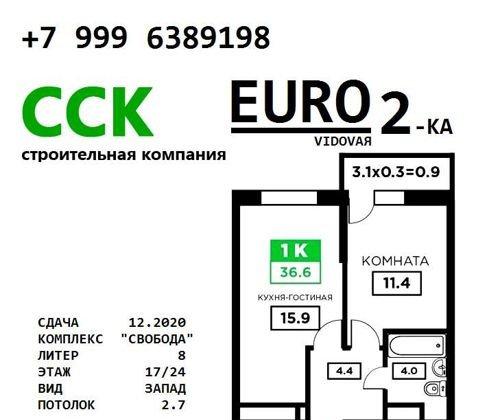 Продажа 1-комнатной квартиры, Краснодар, Домбайская улица,  55к2