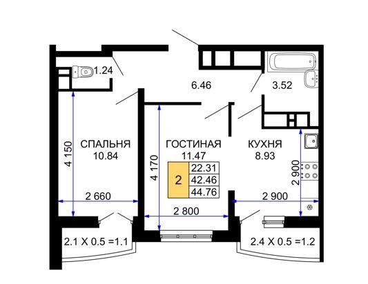 Продажа 2-комнатной квартиры, Краснодар, улица Петра Метальникова,  38