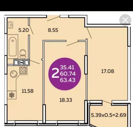 Продажа 2-комнатной квартиры, Краснодар, Командорская улица,  9к1