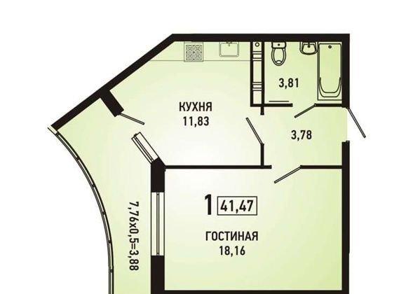 Продажа 1-комнатной квартиры, Краснодар, Домбайская улица,  63