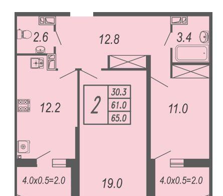 Продажа 2-комнатной квартиры, Краснодар, Адмиралтейский бульвар,  3к3