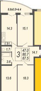 Продажа 3-комнатной квартиры, Краснодар, улица Адмирала Серебрякова,  3к3