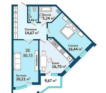 Продажа 2-комнатной новостройки, Краснодар, улица Шоссе Нефтяников,  18к2