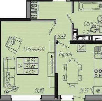 Продажа 1-комнатной квартиры, Краснодар, Стахановская улица,  1/5